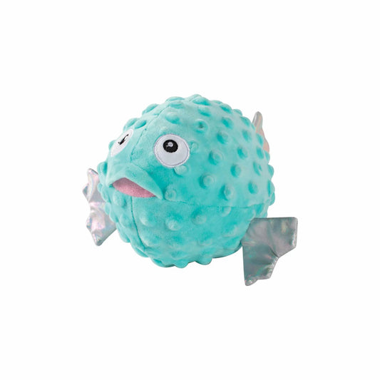 PetShop by Fringe Studio Puffed Up Puffer Fish Plush Dog Toy - Squeaky Crinkle Interactive Toy