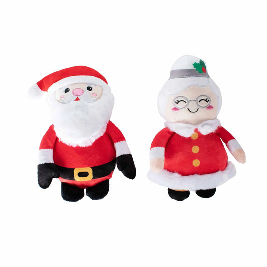 PetShop by Fringe Studio Mr. & Mrs. Santa Paws Plush Dog Toy Set - 2-Pack Christmas Squeaky Crinkle Toys