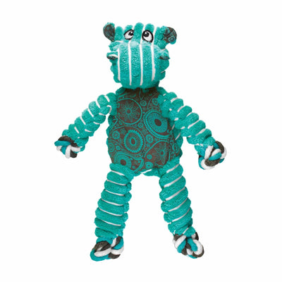 Teal KONG Floppy Knots hippo rope dog toy, front view