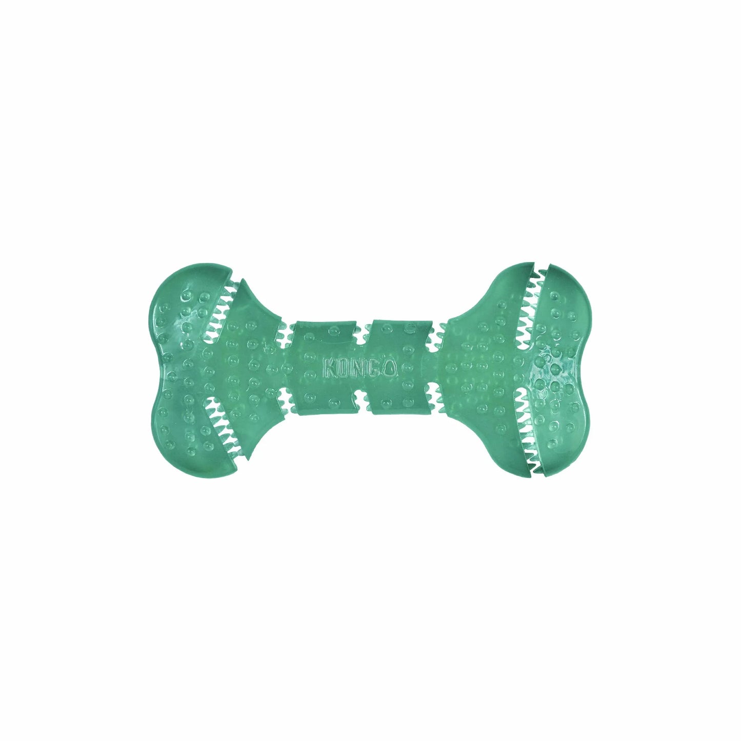 KONG(R) Squeezz(R) Dental Bone Dog Chew Toy Medium in green, durable textured design for dental health and chewing fun