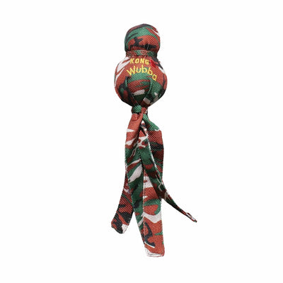 Camouflage KONG Wubba dog tug toy with knotted fabric tails