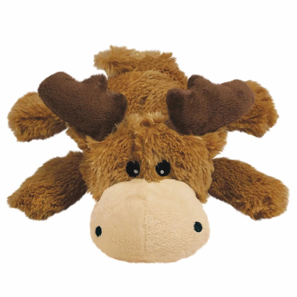 Brown KONG Cozie Marvin Moose plush dog toy, front view