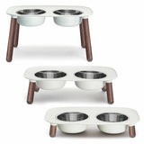 Messy Mutts Adjustable Elevated Dog Feeder - Raised Double Bowl Stand with Stainless Steel Bowls for Large & Small Dogs