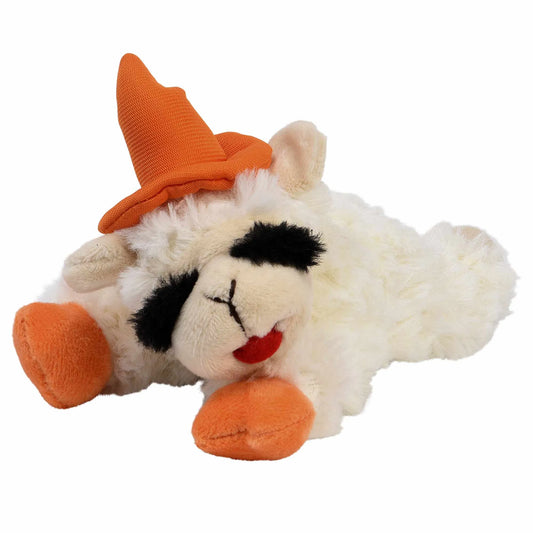 Multipet Halloween Lamb Chop 6.5 w/Orange Hat & Paws - Pets Perfect