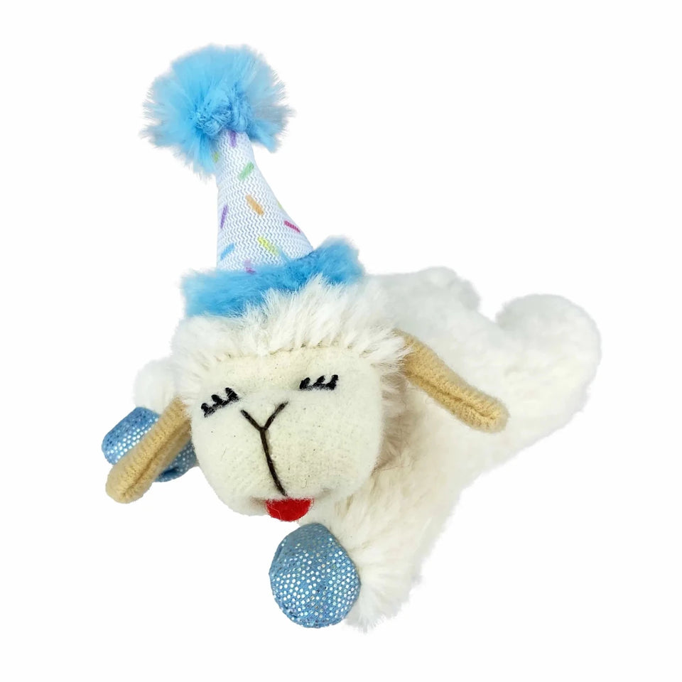 Multipet Lamb Chop with Birthday Hat Cat Toy - Pets Perfect