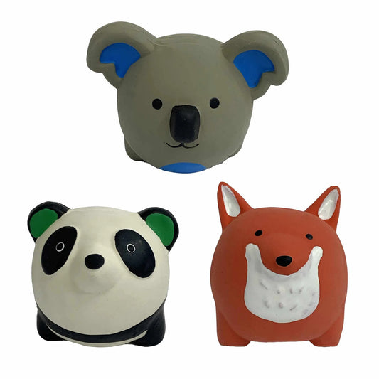 Multipet Minipet Latex Round Animals - 2.5" Small Squeaky Dog Chew Toy