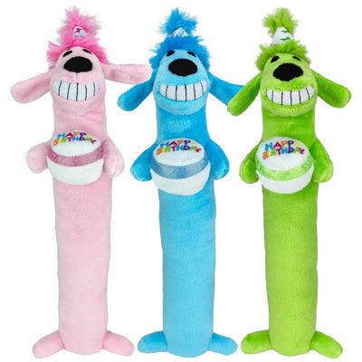 Multipet Loofa Dog Birthday Plush Dog Toy Assorted 12" - Pets Perfect
