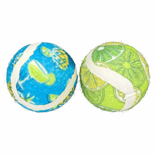 Multipet Margaritaville(R) Tennis Ball Cat Toy 2" 2pk - Pets Perfect