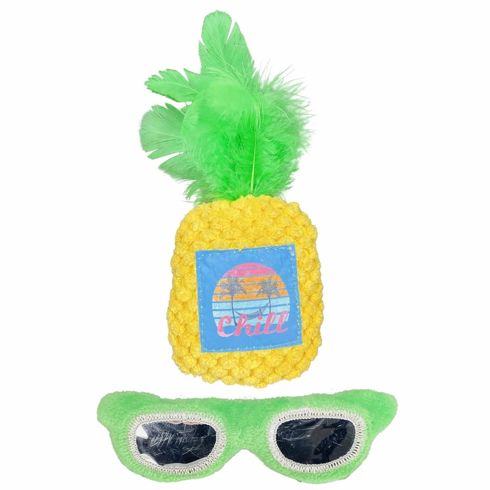 Multipet Margaritaville Pineapple and Sunglasses Cat Toy 5.75" 2 ct - Pets Perfect