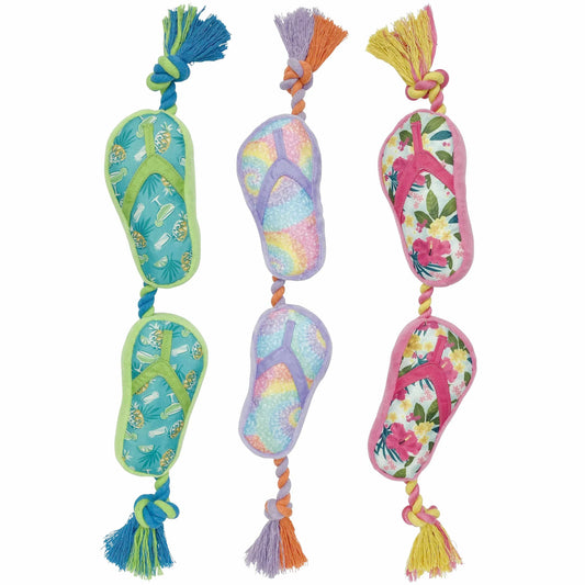 Multipet Margaritaville Flip Flop - 18" Rope Dog Toy with Squeaker