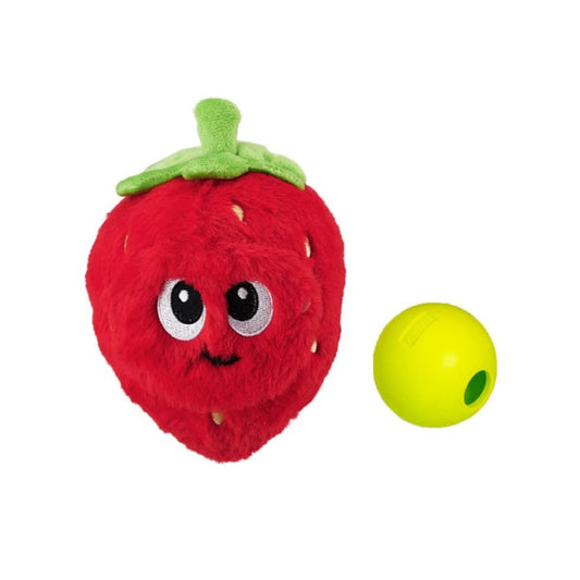 Nina Ottosson Fruity Findz Strawberry TNT Interactive Plush Dog Puzzle Toy Red - Pets Perfect