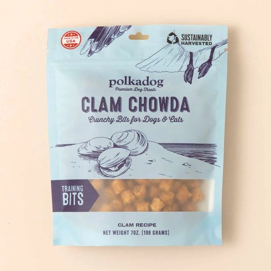 Polkadog Clam Chowda Training Bits Crunchy Dog and Cat Treats - Pets Perfect
