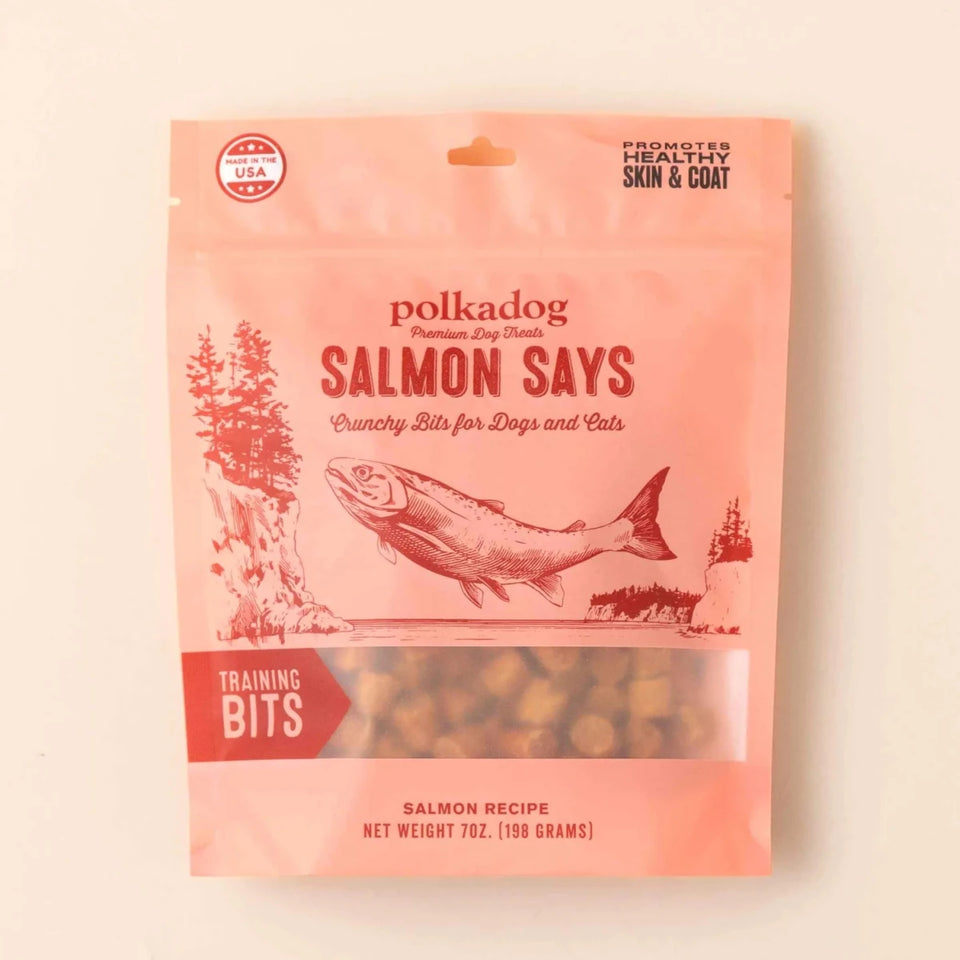 Polkadog Salmon Says Training Bits Crunchy Dog and Cat Dog Treats - Pets Perfect