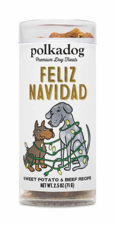 Polkadog Holiday Mini Tube: Feliz Navidad, Sweet Potato and Beef 2.5 oz - Pets Perfect