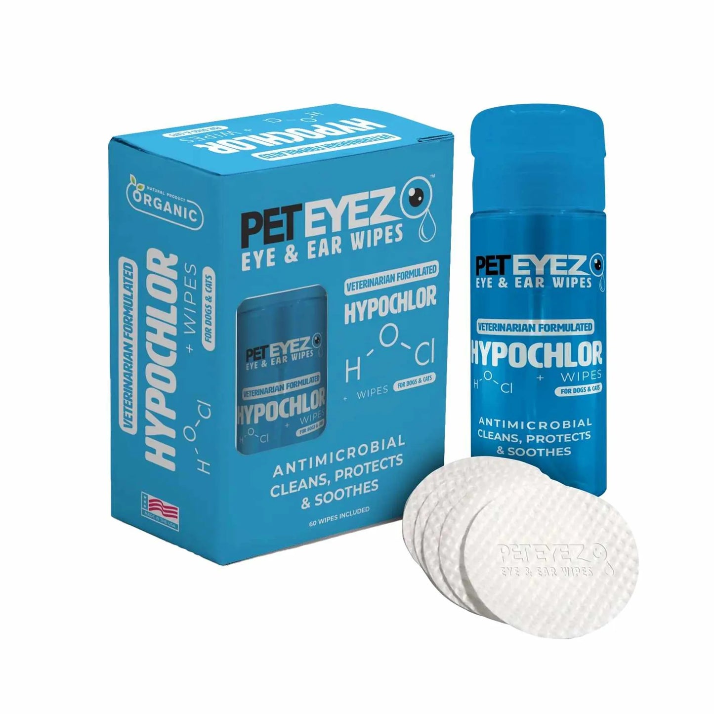 Pet Eyez Eye and Ear Wipes with Hypochlor 60ct - Pets Perfect