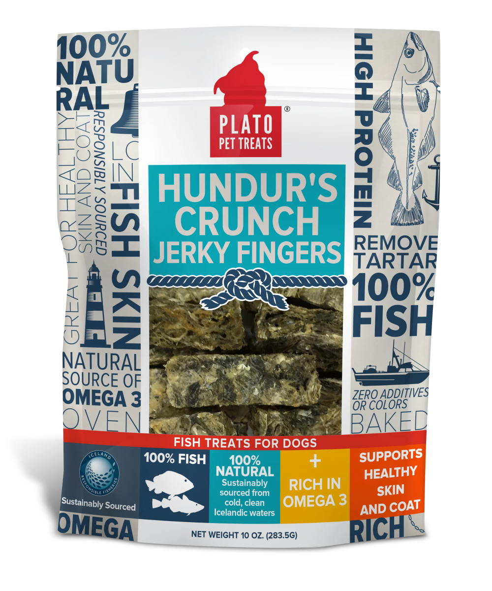 Plato Hundur's Crunch Codfish Skin Jerky Treats for Dogs - Natural Dental Chews - Pets Perfect