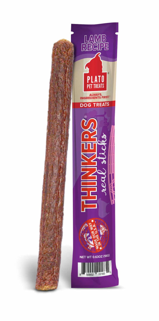 Plato Thinkers Singles Lamb Dog Treats - Freeze Dried Single Ingredient Training Sticks for Dogs - Pets Perfect