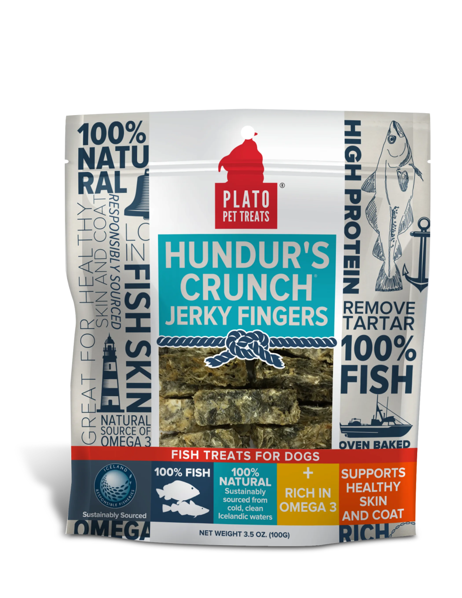 Plato Hundur's Crunch Codfish Skin Jerky Treats for Dogs - Natural Dental Chews - Pets Perfect