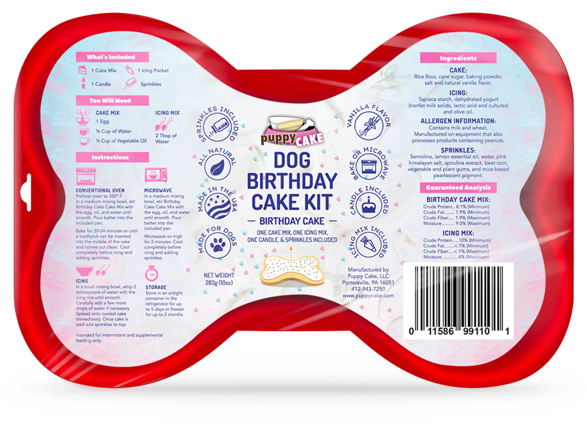 Puppy Cake Dog Birthday Cake Kit Birthday Cake Flavor with Pupfetti Sprinkles 10oz - Pets Perfect