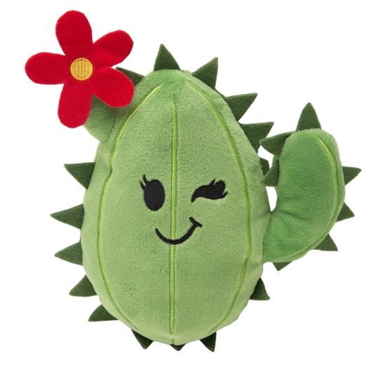 SnugArooz Chloe the Cactus 6" - Eco-Friendly Plush Toy with Squeaker & Red Flower