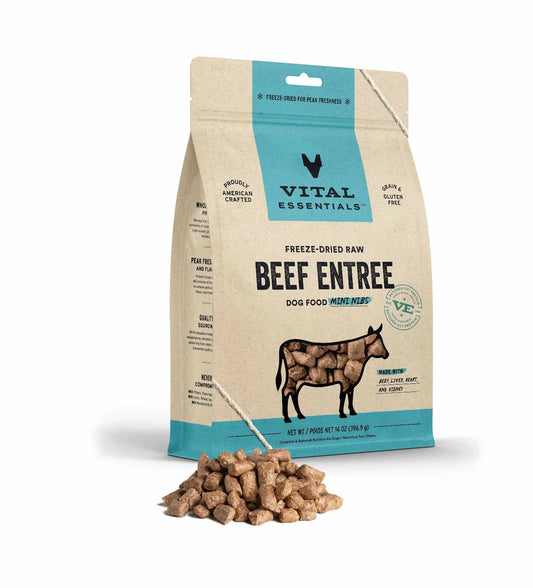 Vital Essentials(R) Freeze - Dried Raw Beef Entree Dog Food Mini Nibs, - Pets Perfect
