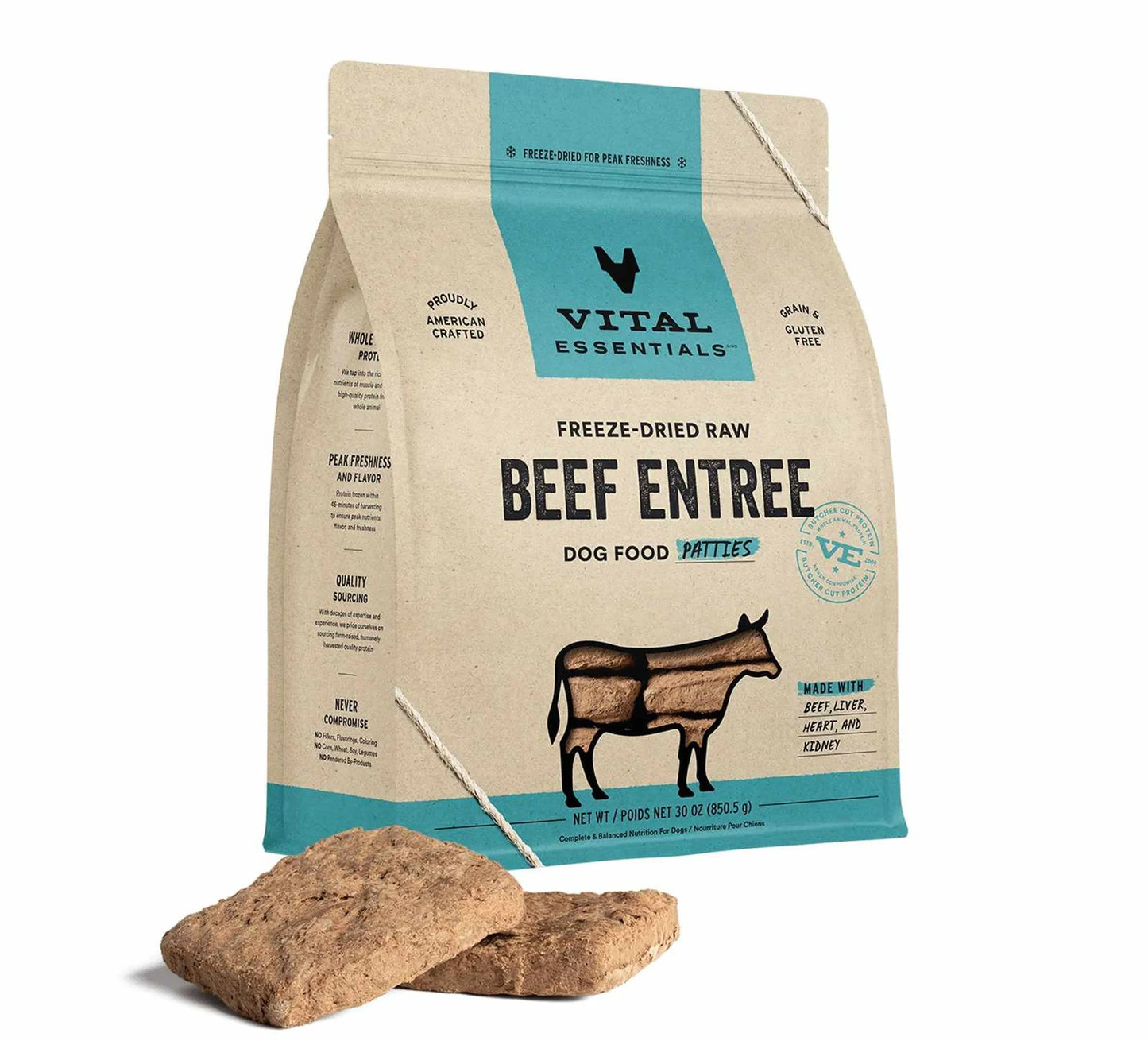 Vital Essentials(R) Freeze - Dried Raw Beef Entree Dog Food Patties, 30 oz - Pets Perfect