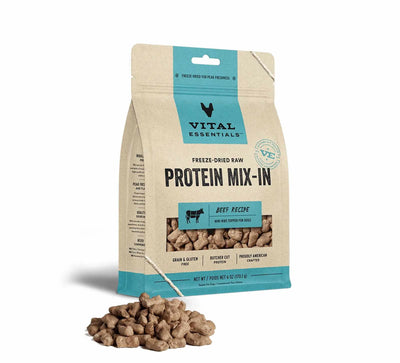 Vital Essentials FD Raw Beef Protein Mix-in Meal Topper for Dogs, 6 oz, 1
