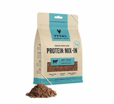 Vital Essentials Freeze-Dried Raw Beef Protein Mix-in Ground Topper for Dogs, 6 oz - Pets Perfect
