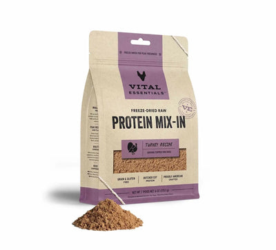 Vital Essentials Freeze-Dried Raw Turkey Protein Mix-in Ground Topper for Dogs, 6 oz - Pets Perfect