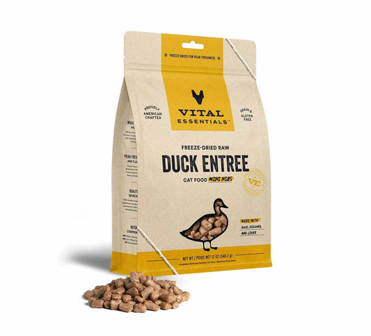 Vital Essentials(R) Freeze - Dried Raw Duck Entree Cat Food Mini Nibs, - Pets Perfect