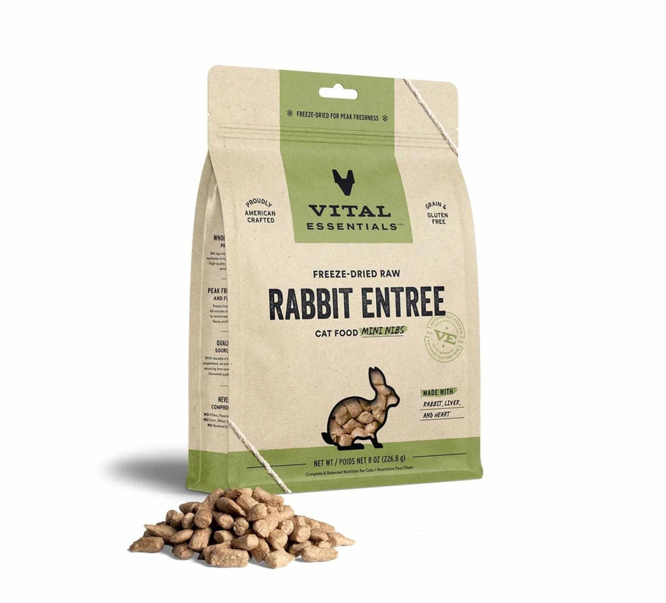 Vital Essentials Freeze-Dried Raw Rabbit Entree Cat Food Mini Nibs - Pets Perfect