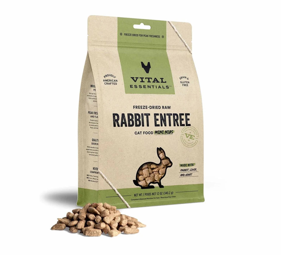 Vital Essentials Freeze-Dried Raw Rabbit Entree Cat Food Mini Nibs - Pets Perfect