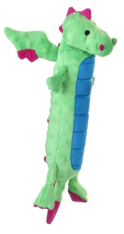 goDog Skinny Dragons with Chew Guard Plush Dog Toy Green Large - Pets Perfect