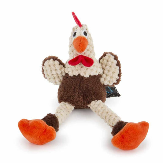 goDog Just For Me Skinny Brown Rooster - Mini Plush Squeaky Dog Toy with Chew Guard