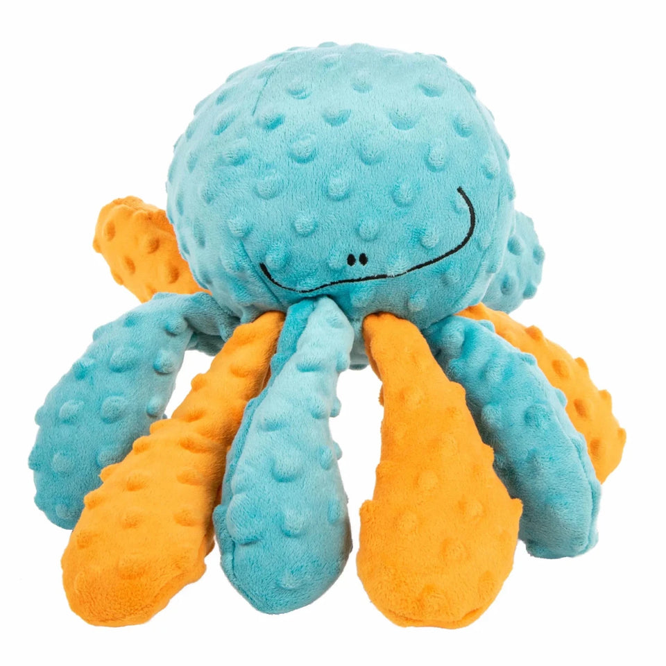 goDog Crazy Tugs Octopus Squeaky Plush Dog Toy Large - Pets Perfect