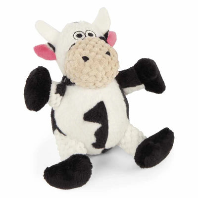 goDog Just For Me Checkers Sitting Cow with Chew Guard Plush Dog Toy - Pets Perfect