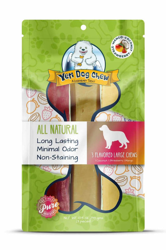 Dog Chews - Yeti Variety Pack Coconut Strawberry Mango Yak Milk Cheese 3 Pack 10.5oz Long - Lasting - Pets Perfect