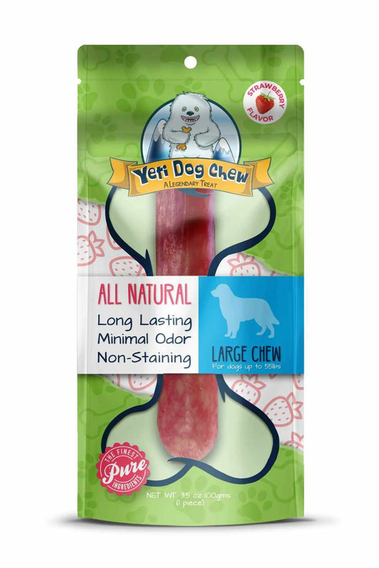Dog Chews - Yeti Strawberry Flavored Yak Milk Cheese Chew Large 3.5oz Natural Long - Lasting - Pets Perfect