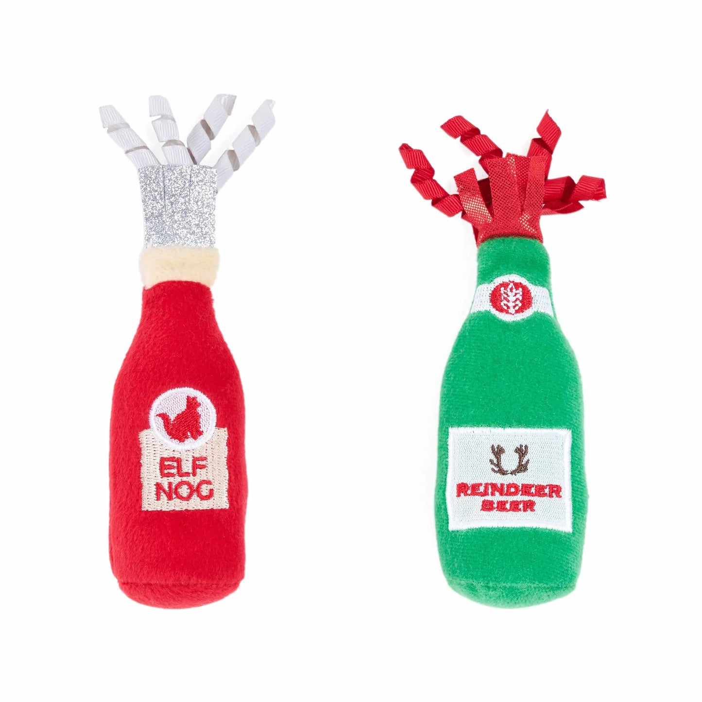 ZippyClaws Holiday Catnip Crusherz Reindeer Beer & Elf Nog Cat Toy 2pk - Pets Perfect
