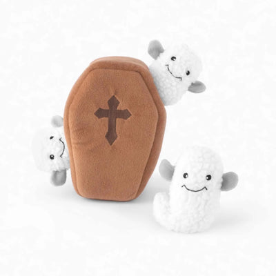 ZippyPaws Zippy Burrow Coffin with Ghosts - Pets Perfect