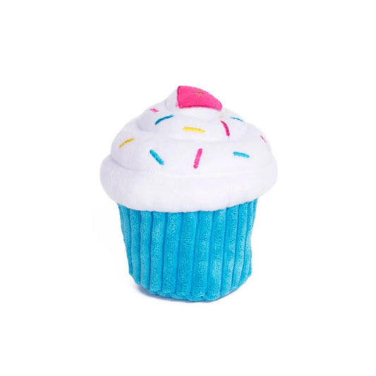 ZippyPaws Cupcake Blue - 5.5" Squeaky Plush Toy for Birthdays & Celebrations