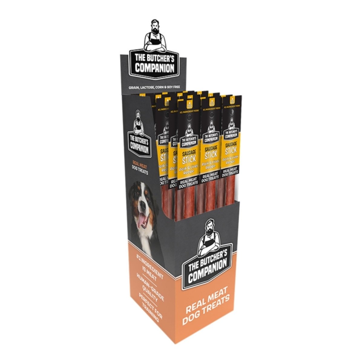Butcher's Companion Dog Pork & Liver Sausage Sticks Display - 25 Piece - Pets Perfect