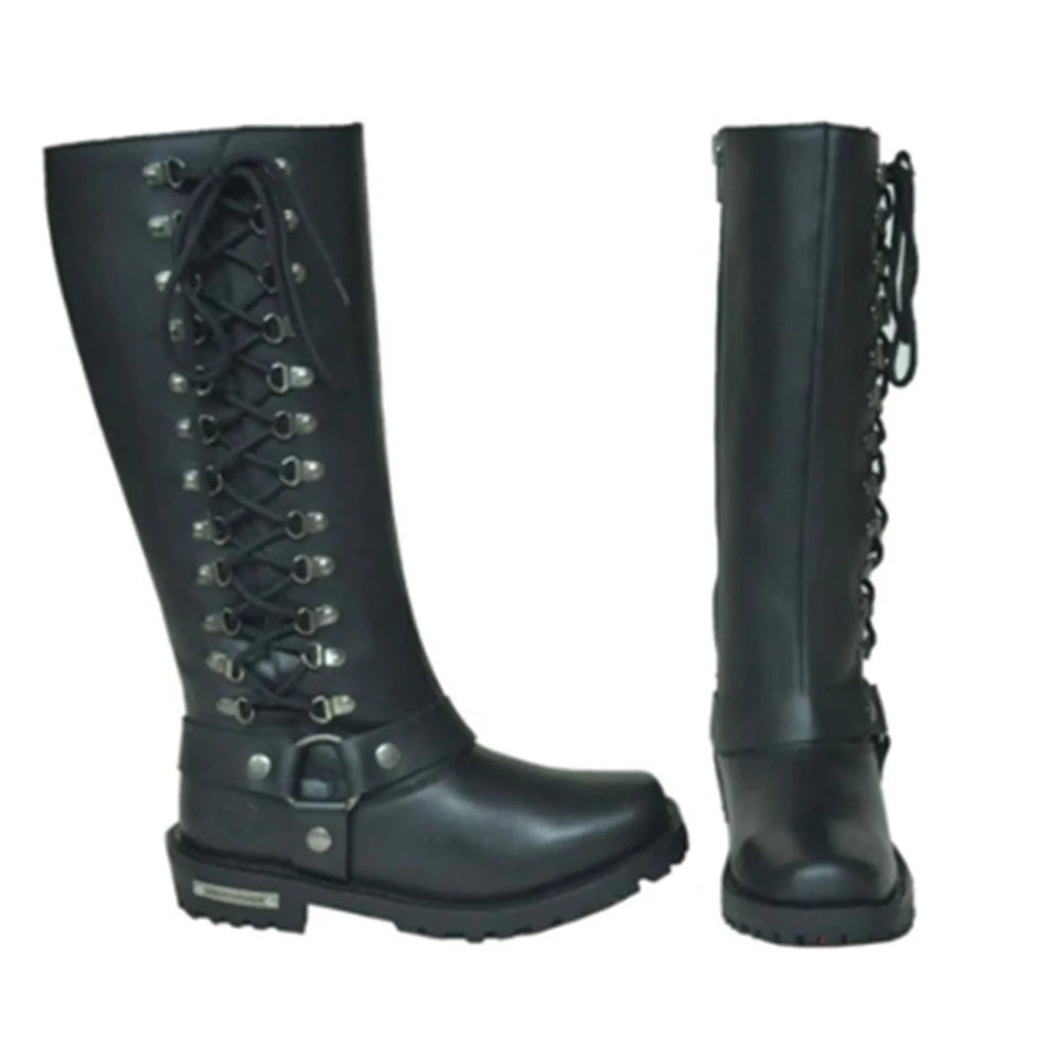 Ladies Motorcycle Biker Leather Boots, view 17