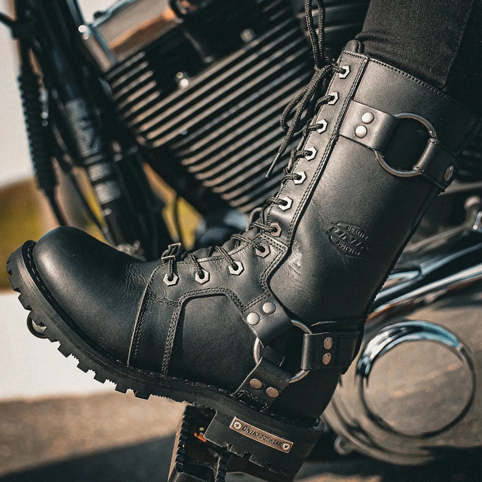 Ladies Motorcycle Biker Leather Boots, view 14