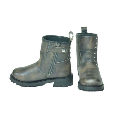 12007.BR - Ladies Motorcycle Biker Leather Boots, Brown/6