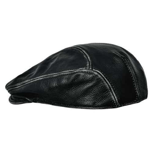 9201.AGR - Mens Premium Leather Ascot Cap