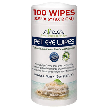 Arava Pet Eye Wipes for Dogs Cats Puppies & Kittens 100 Count Natural and Aromatherapy Medicated Removes Dirt Crust and Discharge Prevents Tear Stain