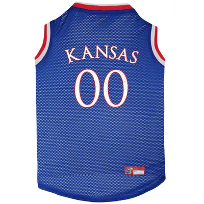 Kansas Jayhawks Basketball Dog Jersey - NCAA Officially Licensed, LG/1