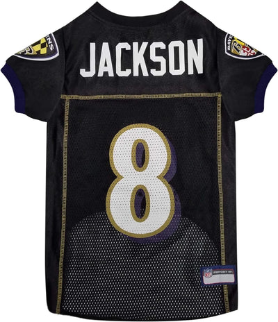 Lamar Jackson Dog Jersey - Baltimore Ravens NFL Pet Jersey, Team colors/LG