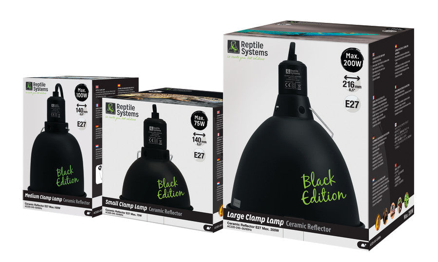 Reptile Systems Clamp Lamp Ceramic Reflector Black Edition Medium